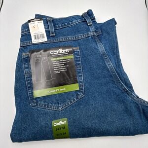 Carhartt B167 DST Loose Fit Jeans 34x34 Mens Blue Denim Workwear Pants